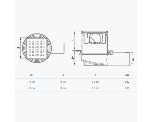 Трап душовий TILLO TM421 10х10см