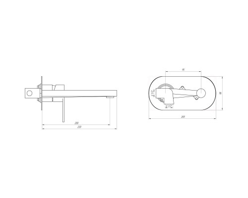 Змішувач для умивальника TOPAZ BARTS TB-07225-H36 вбудований у стіну, cartridge D35