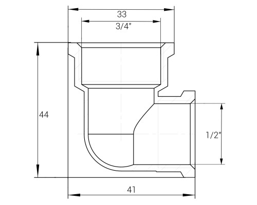 Кутник редукційний 3/4″х1/2″ВВ нікельований А0112А(нк)