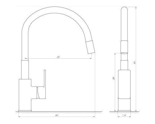Змішувач для кухні Globus Lux Milano GLM-0203LR-11-GRAPHITE