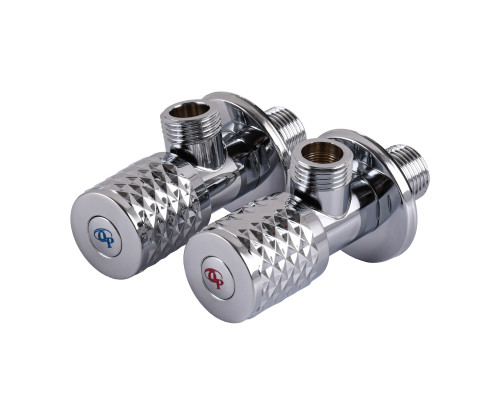 !!Набір кранів кутових кераміка PROFESSIONAL EXCLUSIVE 1/2″X1/2″ 9999 CHROME (1уп.)