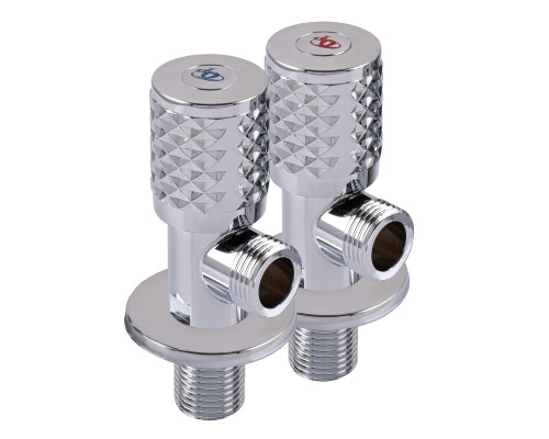 !!Набір кранів кутових кераміка PROFESSIONAL EXCLUSIVE 1/2″X1/2″ 9999 CHROME (1уп.)
