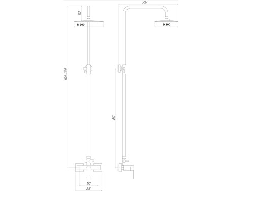 Душова система TOPAZ CAPRI TCA 15702-H37  комплект Н-130см