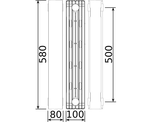 Радіатор біметалевий секційний QUEEN THERM 500/100 VERTICAL/HORIZONTA (кратно 10)