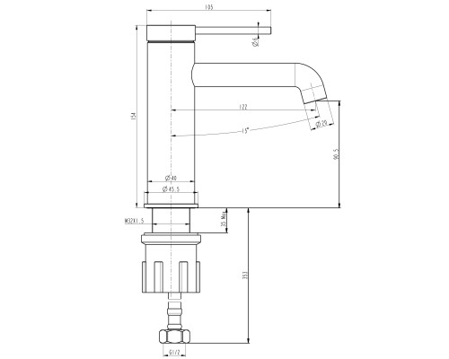 Змішувач для умивальника TOPAZ LOFT TLF 32201-H75-C