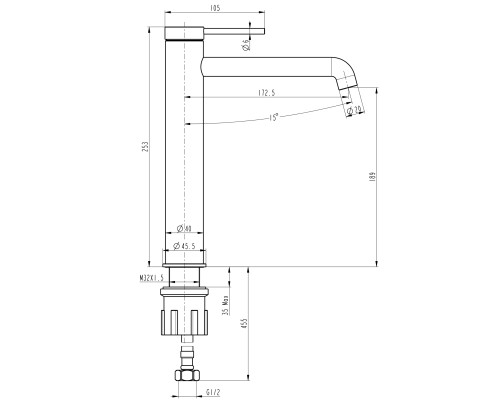 Змішувач для умивальника TOPAZ LOFT TLF 32203-H75-C, Шланги TAQ-M0855