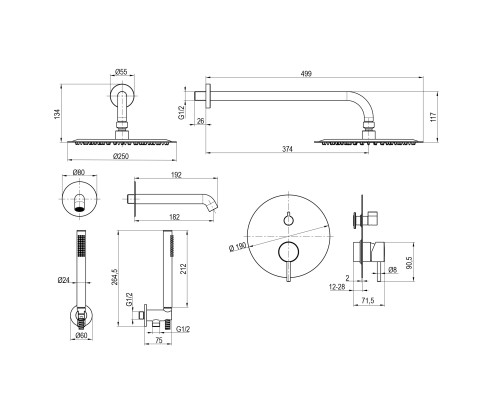 Душова система вбудована TOPAZ LOFT TLF 32115-H39-C