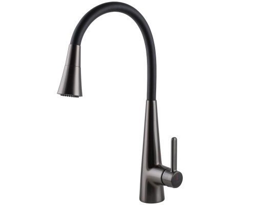 Змішувач для кухні Globus Lux LAZER Pro GLPR-203SM-GPлатунь Графіт,гофровилив Чорний з душ.насадкою