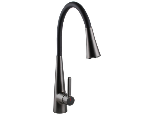 Змішувач для кухні Globus Lux LAZER Pro GLPR-203SM-GPлатунь Графіт,гофровилив Чорний з душ.насадкою