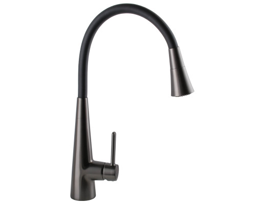 Змішувач для кухні Globus Lux LAZER Pro GLPR-203SM-GPлатунь Графіт,гофровилив Чорний з душ.насадкою