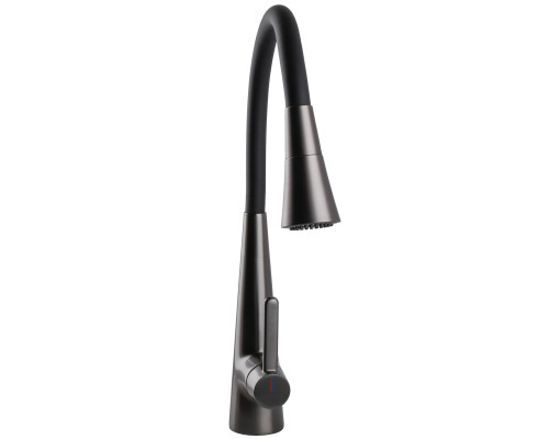 Змішувач для кухні Globus Lux LAZER Pro GLPR-203SM-GPлатунь Графіт,гофровилив Чорний з душ.насадкою