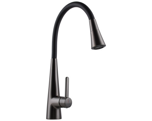 Змішувач для кухні Globus Lux LAZER Pro GLPR-203SM-GPлатунь Графіт,гофровилив Чорний з душ.насадкою