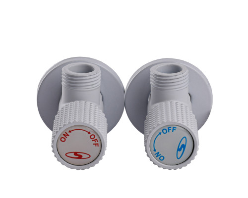 !!Набір кранів кутових кераміка SOLOMON EXCLUSIVE 1/2″X1/2″ 9889 WW  (White/White) (комплект2шт.)