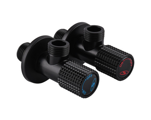 !!Набір кранів кутових кераміка SOLOMON EXCLUSIVE 1/2″X1/2″ 9889 BB (BLACK/BLACK) (комплект2шт.)