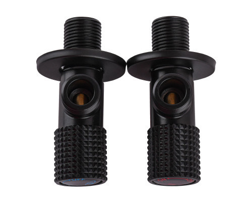 !!Набір кранів кутових кераміка SOLOMON EXCLUSIVE 1/2″X1/2″ 9889 BB (BLACK/BLACK) (комплект2шт.)