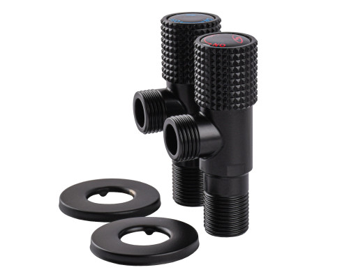 !!Набір кранів кутових кераміка SOLOMON EXCLUSIVE 1/2″X1/2″ 9889 BB (BLACK/BLACK) (комплект2шт.)