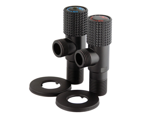 !!Набір кранів кутових кераміка SOLOMON EXCLUSIVE 1/2″X1/2″ 9889 BB (BLACK/BLACK) (комплект2шт.)