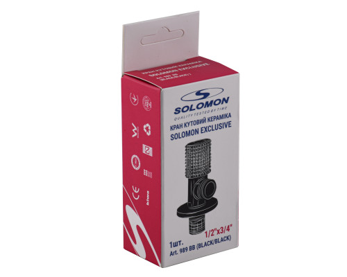 Кран кутовий кераміка SOLOMON EXCLUSIVE 1/2″X3/4″ 989 BB (BLACK/BLACK) ( 1шт.)