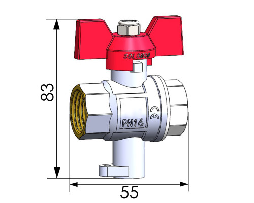 Кран кульовий повнопрохiдний  для підключення термометра  SOLOMON 3/4″ V1242 S
