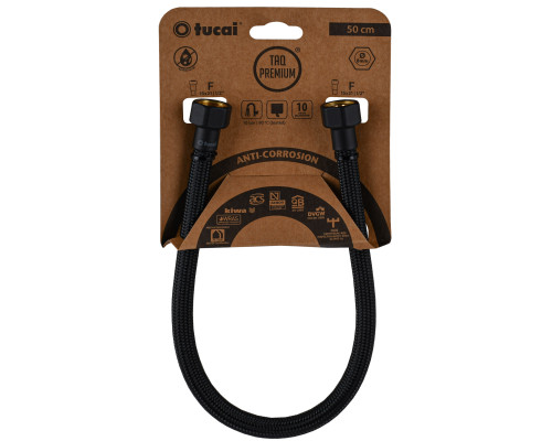 Шланг водяний TUCAI TAQ PREMIUM GRIF 1/2″x1/2″ BВ 0,5м.АНТИКОР. ACB HG-1212-500  (Чорний Мат) 209970