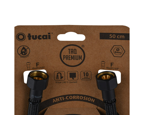 Шланг водяний TUCAI TAQ PREMIUM GRIF 1/2″x1/2″ BВ 0,5м.АНТИКОР. ACB HG-1212-500  (Чорний Мат) 209970