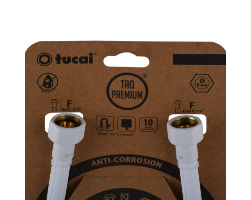 Шланг водяний TUCAI TAQ PREMIUM GRIF 1/2″x1/2″ BВ 0,4м.АНТИКОР. ACB HG-1212-400  (Білий Мат) 209972