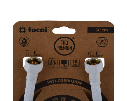 Шланг водяний TUCAI TAQ PREMIUM GRIF 1/2″x1/2″ BВ 0,5м.АНТИКОР. ACB HG-1212-500  (Білий Мат) 209973