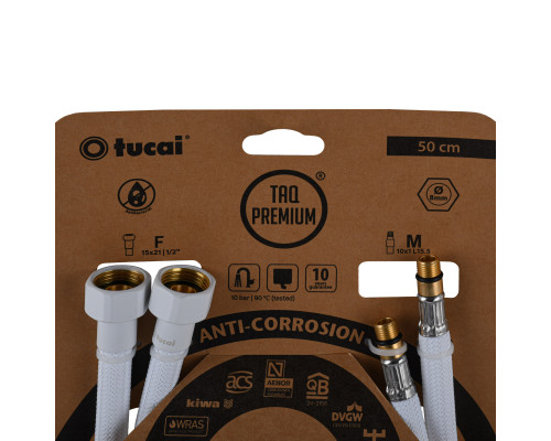 Шланг для змішувача TUCAI TAQ PREMIUM GRIF М10х1/2″ 0,5м. АНТИКОР. AСB ПАРА (Білий Мат) 209967