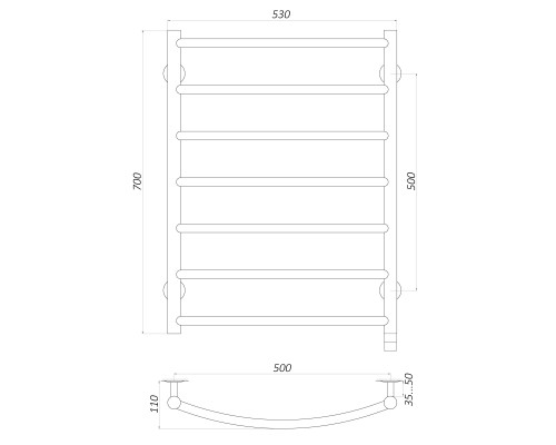 Рушникосушарка UNIO LD ЕU 700-500-7 Драбинка Дуга електро