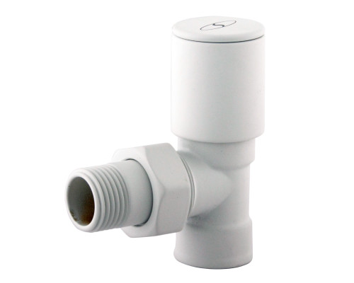 Кран вентильний кутовий з американкою SOLOMON 1/2″ WHITE 1845