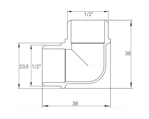 Кутник 1/2″ЗЗ нікельований NL332S OPTIMUM