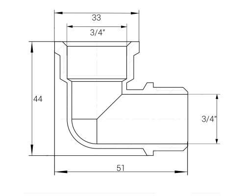 Кутник 3/4″ВЗ нікельований NL443S OPTIMUM