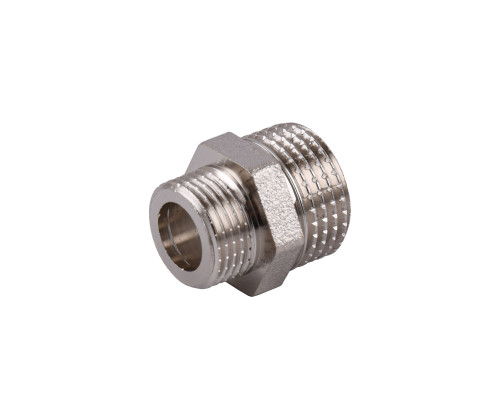 Ніпель редукційний 1/2″х3/8″ЗЗ нікельований під прокладку NN322G OPTIMUM