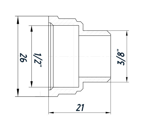 Перехідник редукційний 1/2″х3/8″ВЗ нікельований восьмигранний NK323O OPTIMUM