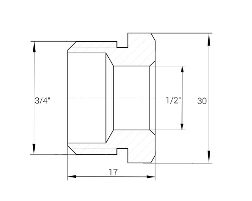Футорка 3/4″х1/2″ЗВ нікельована NF433S OPTIMUM