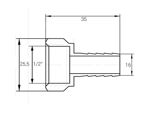Штуцер 1/2″В 16мм нікельований NU3H1S OPTIMUM