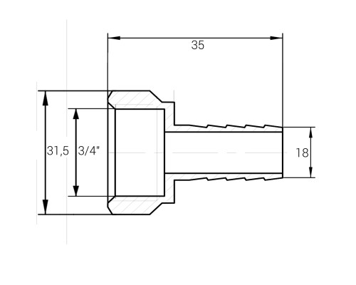 Штуцер 3/4″В 18мм нікельований NU4I1S OPTIMUM