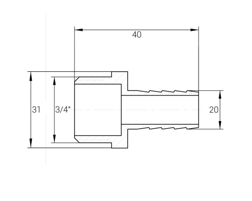 Штуцер 3/4″З 20мм нікельований NU4J2S OPTIMUM