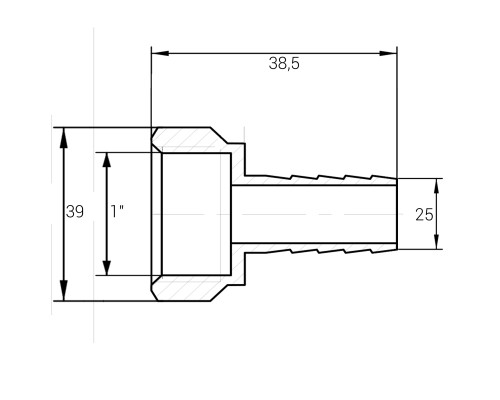 Штуцер 1″В 25мм нікельований NU5L1S OPTIMUM