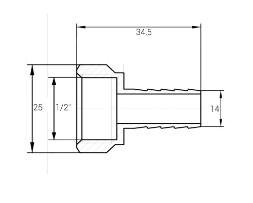Штуцер  1/2″В 14мм латунний LU3G1S OPTIMUM