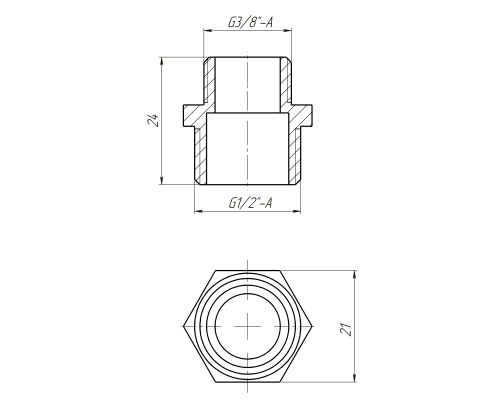 Ніпель редукційний 1/2″х3/8″ЗЗ латунний LN322S OPTIMUM