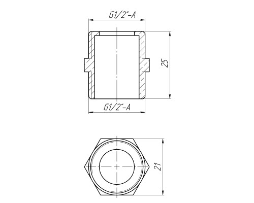 Ніпель 1/2″ЗЗ латунний під прокладку LN332G OPTIMUM