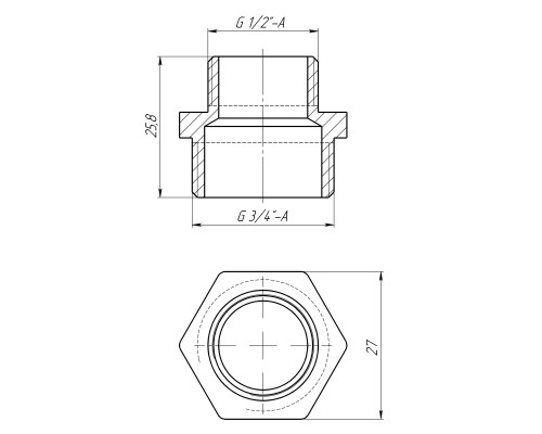 Ніпель редукційний 3/4″х1/2″ЗЗ латунний LN432S OPTIMUM