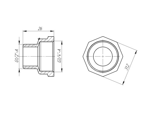 Перехідник редукційний 3/4″х1/2″ВЗ латунний LI433S OPTIMUM