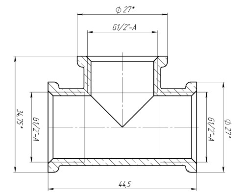 Трійник 1/2″ВВВ латунний LT331S OPTIMUM