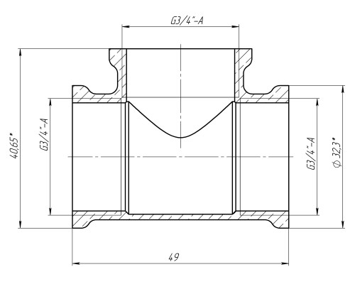 Трійник 3/4″ВВВ латунний LT441S OPTIMUM