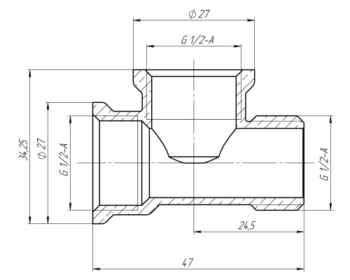 Трійник 1/2″ВВЗ латунний LT334S OPTIMUM