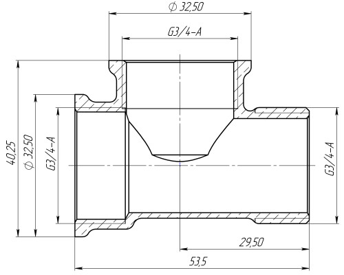 Трійник 3/4″ВВЗ латунний LT444S OPTIMUM