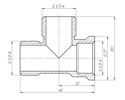 Трійник 1/2″ВЗЗ латунний LT335S OPTIMUM