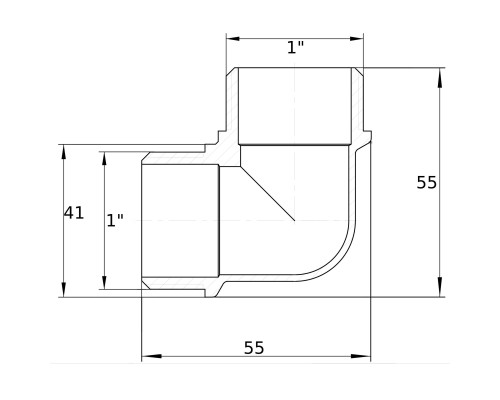 Кутник 1″ЗЗ нікельований NL552S OPTIMUM